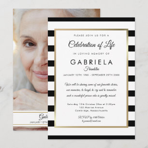 Convite Celebração da Vida Funeral com Faixa Preta Foto