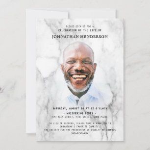 Convite Celebração da Vida / Funeral com Foto em Mármore M