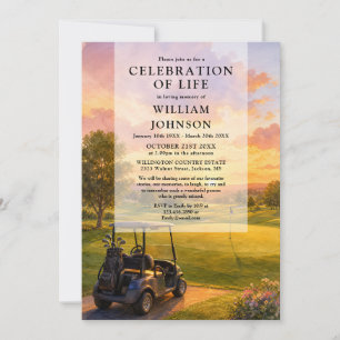 Convite Celebração da Vida Funeral de Carrinho de Golfe