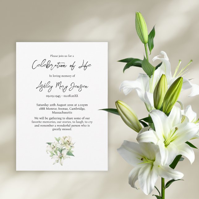 Convite Celebração da Vida Funeral de Lily (Criador carregado)