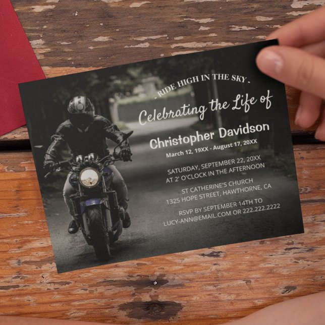 Convite Celebração da Vida | Funeral de Motociclista (Criador carregado)