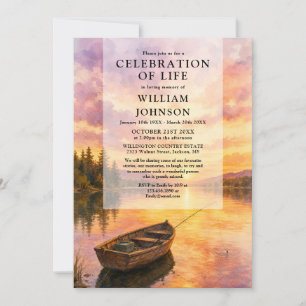 Convite Celebração da Vida Funeral de Pescador Aquarela