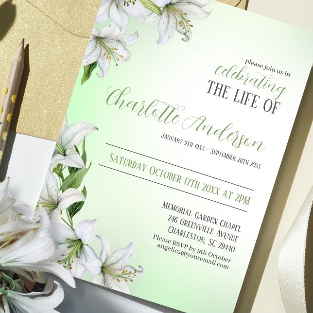 Convite Celebração da vida Funeral Floral (Criador carregado)