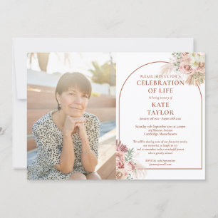 Convite Celebração da Vida Funeral Foto da Grama das Pampa