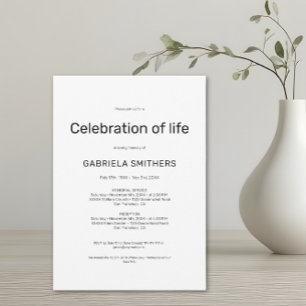 Convite Celebração da vida Funeral Memorial
