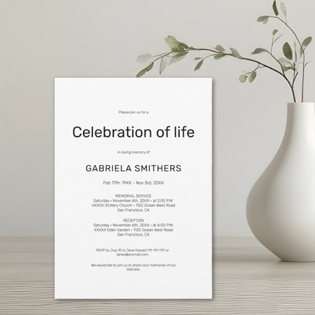 Convite Celebração da vida Funeral Memorial (Criador carregado)