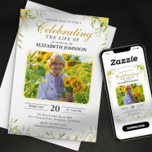 Celebração da Vida Funeral Memorial de Girassóis