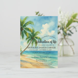 Convite Celebração da Vida Funeral na Praia Tropical