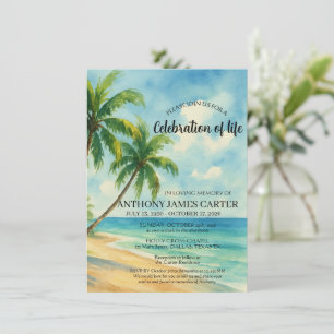 Convite Celebração da Vida Funeral na Praia Tropical