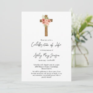 Convite Celebração da Vida Funeral Zinnia Cross