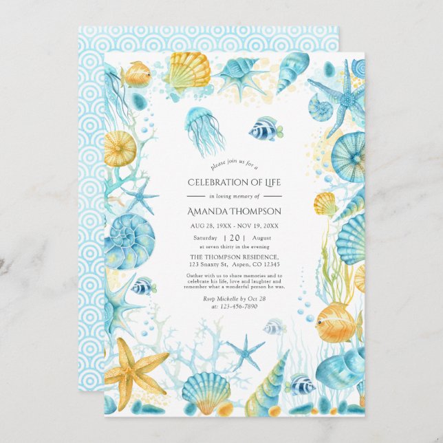 Convite Celebração da Vida Humana no Mar Azul e Amarelo (Frente/Verso)