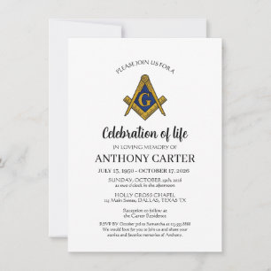 Convite Celebração da Vida Maçom Funeral Maçônico
