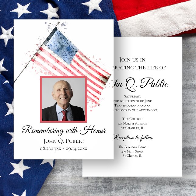Convite Celebração da Vida Memorial da Bandeira Americana (Criador carregado)