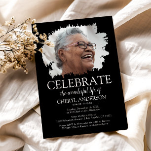 Convite Celebração da Vida Memorial de Foto Personalizada