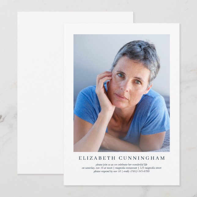 Convite Celebração da Vida Moderna e Simples Elegante (Frente/Verso)