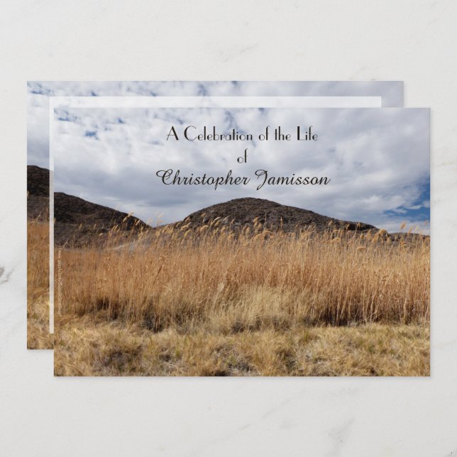 Convite Celebração da vida, nome, grão na brisa (Frente/Verso)