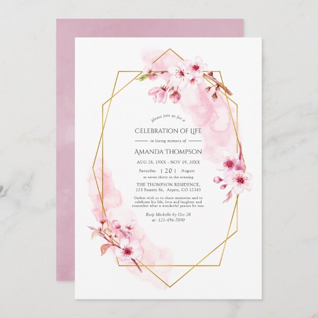 Convite Celebração da vida pelo florescimento de cerejeira (Frente/Verso)