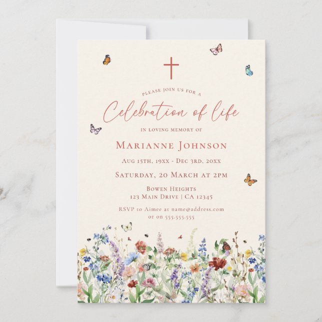 Convite Celebração da Vida pelo Serviço Memorial de Flores (Frente)