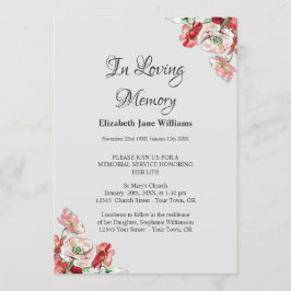 Convite Celebração da Vida pelo Serviço Memorial | Poppy