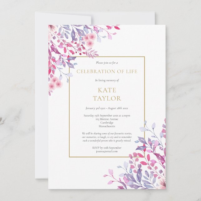 Convite Celebração da Vida por Funerais Florais do País (Frente)