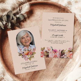 Convite Celebração da Vida Rosas Cor-de-Rosa e Peônias Flo
