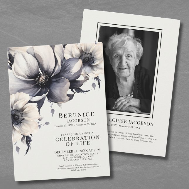 Convite Celebração Da Vida Serviço Memorial Elegante (Celebration Of Life Elegant Memorial Service Invitation)