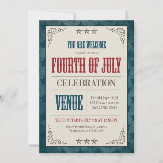 Convite Celebração da Vintage em 4 de julho