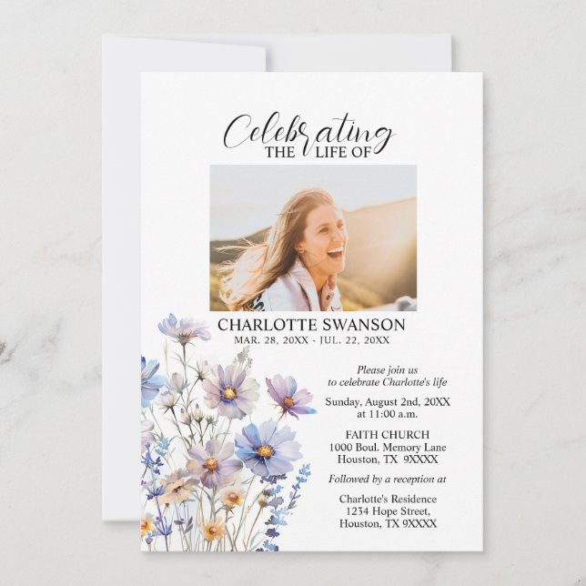 Convite Celebração das Flores Memoriais da Vida Foto e Poe (Frente)
