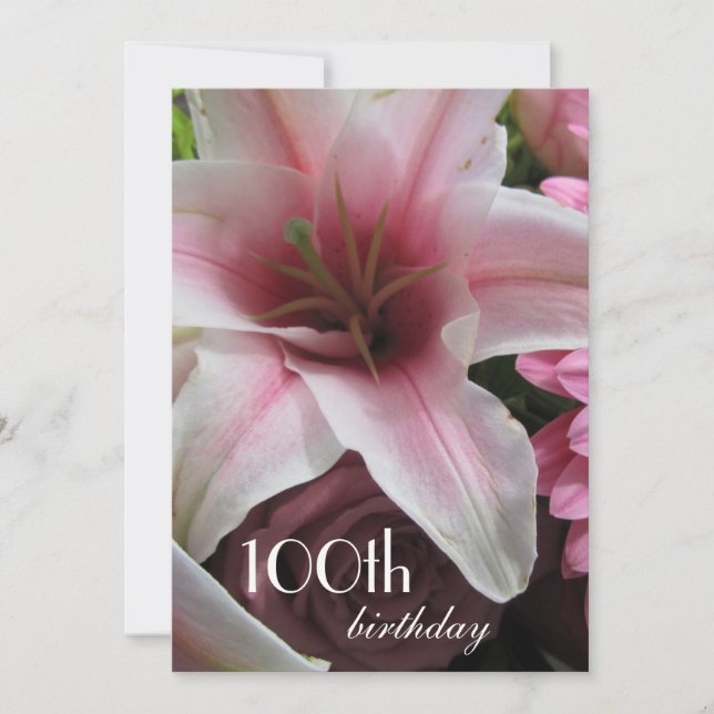 Convite Celebração de 100º aniversário - Lily Rosa (Frente)