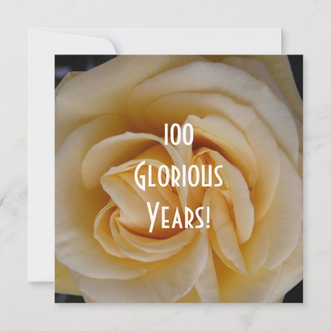 Convite Celebração de 100º aniversário - Rosa Amarela (Frente)