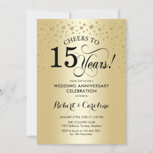 Convite Celebração de 15º Aniversário - Dourado Preto