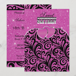 Convite Celebração de 16 Festas Rosa Doce DIGITAR Texto