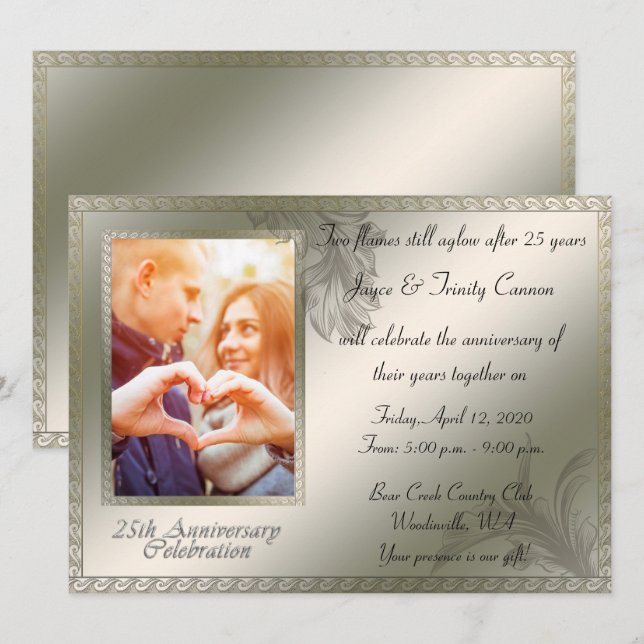 Convite Celebração de 25º Aniversário de Bodas de Prata (Frente/Verso)