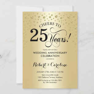 Convite Celebração de 25º Aniversário - Dourado Preto