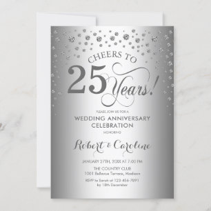 Convite Celebração de 25º Aniversário - Prata