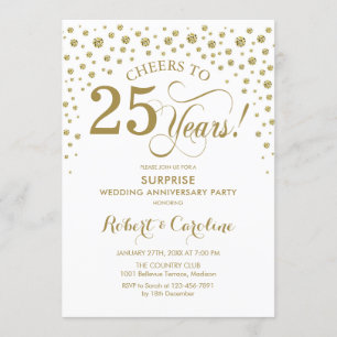 Convite Celebração de 25º Aniversário Surpresa - Ouro Bran