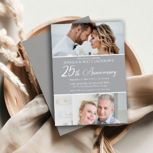 Convite Celebração de 25 Anos de Casamento Então e Agora