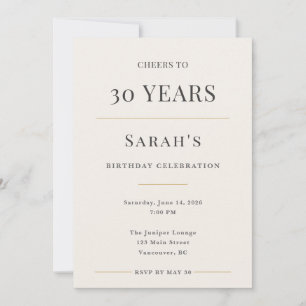 Convite Celebração de 30º Aniversário Minimalista Elegante