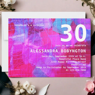 Convite Celebração de 30 anos, rosa-vermelha, branca, lega