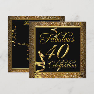 Convite Celebração de 40 Anos Fabulosa Dourado Preto Festa