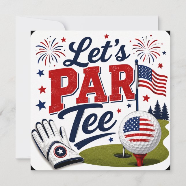 Convite Celebração de 4 de Julho para Golfista  (Frente)