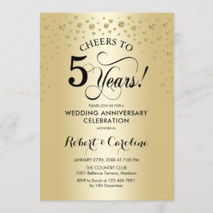 Convite Celebração de 5º Aniversário - Dourado Preto