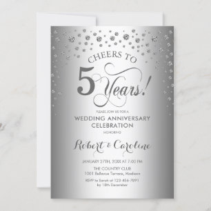 Convite Celebração de 5º Aniversário - Prata