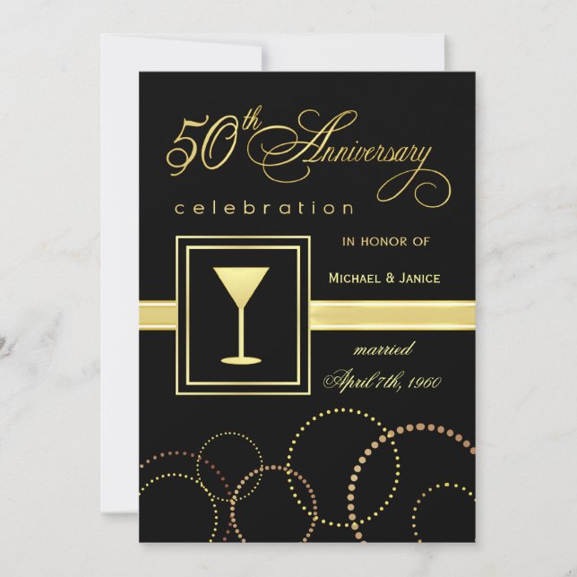 Convite Celebração de 50º Aniversário de Casamento - Moder (Frente)