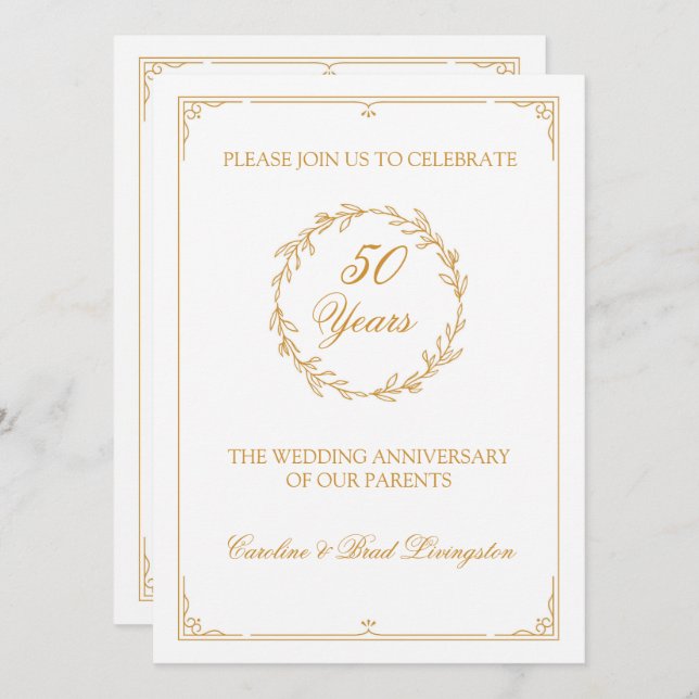 Convite Celebração de 50º Aniversário em Ouro (Frente/Verso)
