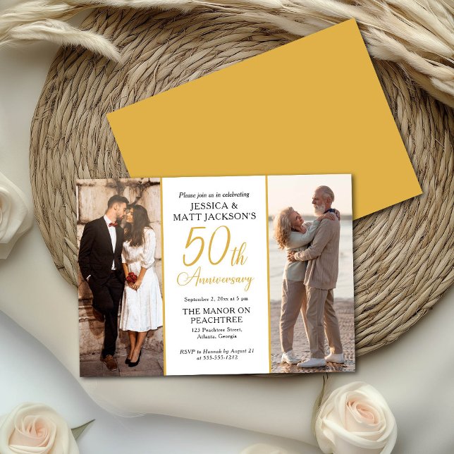 Convite Celebração de 50 Anos de Casamento Então e Agora  (Criador carregado)