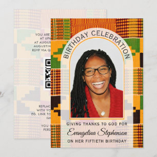 Convite Celebração de 50 ANOS de idade Foto Kente Africano