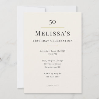 Convite Celebração de 50 Anos de Idade Minimalista Elegant