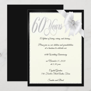 Convite Celebração de 60º Aniversário Elegante Diamante