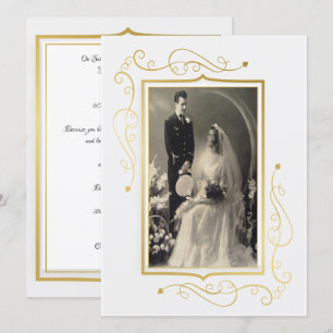 Convite Celebração de 60º Aniversário em Ouro Elegante